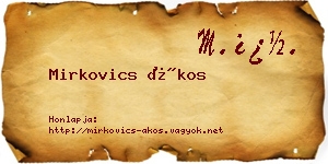 Mirkovics Ákos névjegykártya